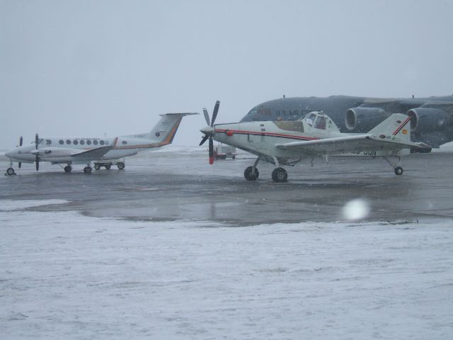 EC-JQN — - Super King Air  C-GNLA  NL Air Ambulance  ----- S2R-T660  EC-JQN and USAF C-17  ( 00177 ) Parked at Woodward Aviation FBO Goose Airport NL April 2/9