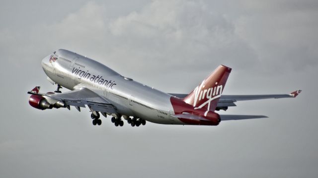 Boeing 747-400 (G-VROY) - Virgin Atlantic Boeing 747-443 G-VROY Pretty Woman departs Manchester UK - VS77 to Bridgetown - 9th November 2017