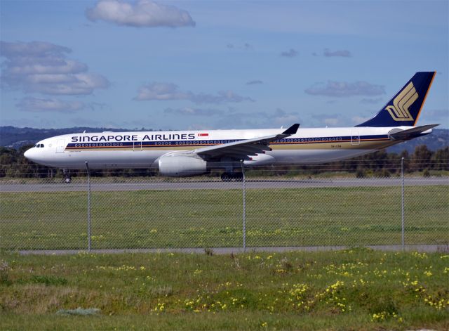 Airbus A330-300 (9V-STM) - Rolling for take off on runway 05, for flight home to Singapore.