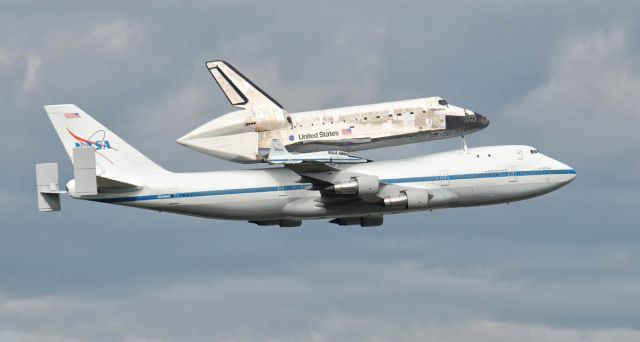 BOEING 747-100 (N905NA) - 747 carrying Discovery Space Shuttle with T-38 escort. 4-17-2012.