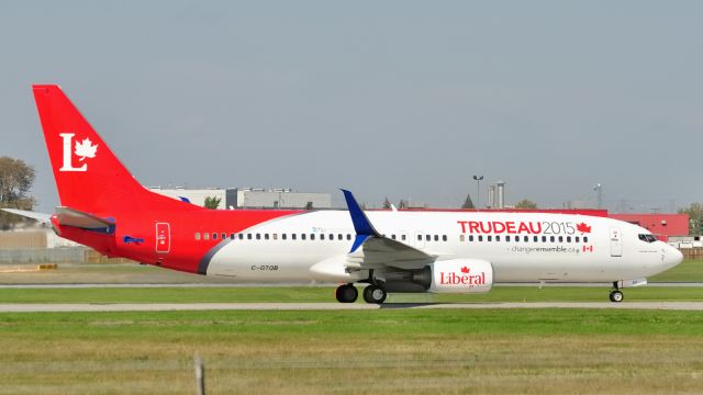 Boeing 737-800 (C-GTQB) - Chartered by the Liberal Party of Canada during the 2015 Federal election.