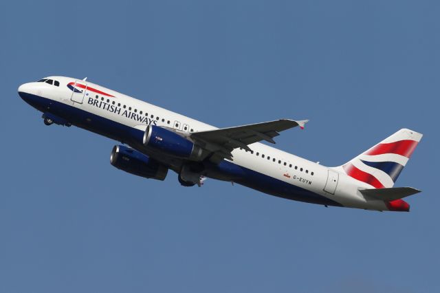 Airbus A320 (G-EUYM) - Shuttle BAW1391 climbing out from a 23R departure on the way back to LHR