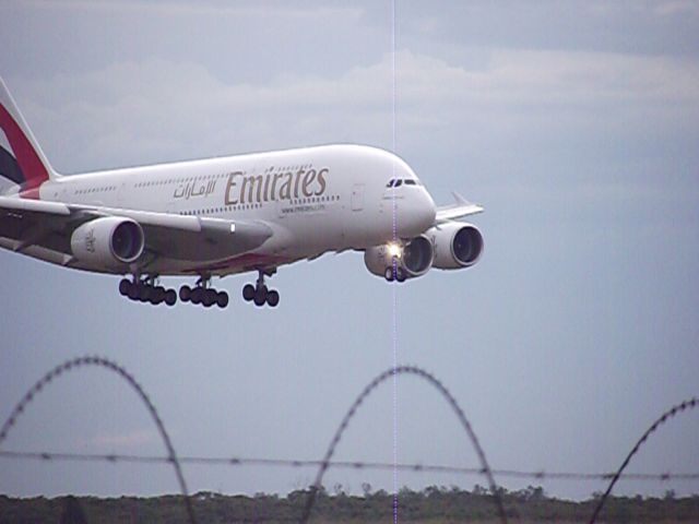 Airbus A380-800 (A6-EEK) - First Shot Commercial A380 Landing in Brisbane