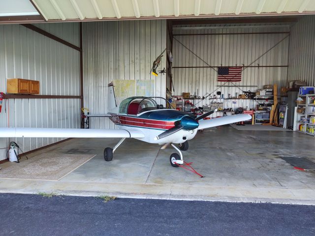 N6413L — - Checking fit in the hangar.