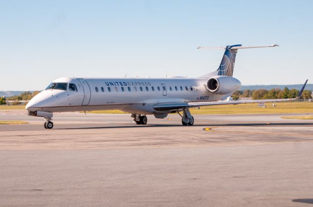 Embraer ERJ-145 (N14173) - United(operated by ExpressJet) Arrives from ORD to ABE on a cool Autumn Evening. 