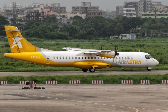 Aerospatiale ATR-72-600 (S2-STA) - 28th August, 2024: Air Astra flight 2A 445 taxiing to runway 14 at Dhaka's Zia International Airport via November for departure to the resort town of Palonky (Cox's Bazaar) by the Bay of Bengal. 