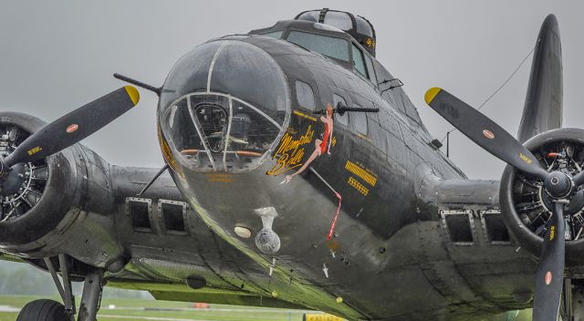 Boeing B-17 Flying Fortress (N3703G) - "The Movie Memphis Belle" sitting in the rain