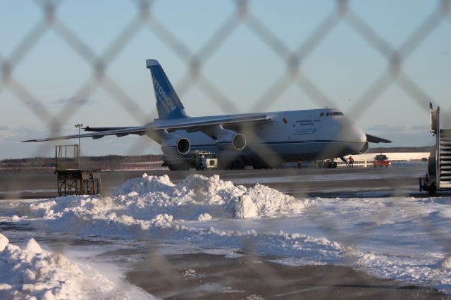 Antonov An-124 Ruslan (UR-82029) - Antonov flight ADB2540<br>An-124 UR-82029 arriving at CYQX from KPSM<br>Cold and windy day out on the airfield.