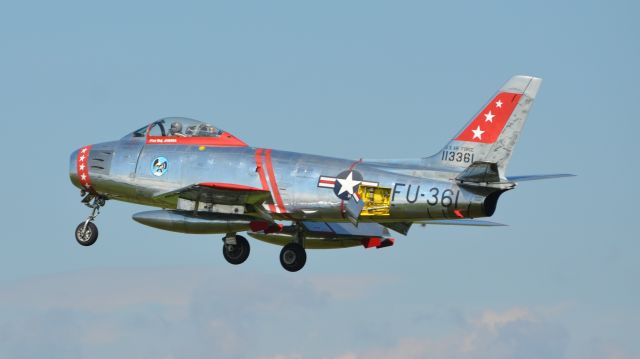 North American F-86 Sabre (N50CJ) - Final approach to runway 36 at Airventure 2018.