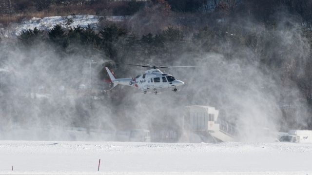 SABCA A-109 (JA02KG) - Agusta A109E Powerbr /Kagoshima International Aviation / helicopter ambulancebr /Jan.11.2016 Hakodate Airport [HKD/RJCH] JAPAN