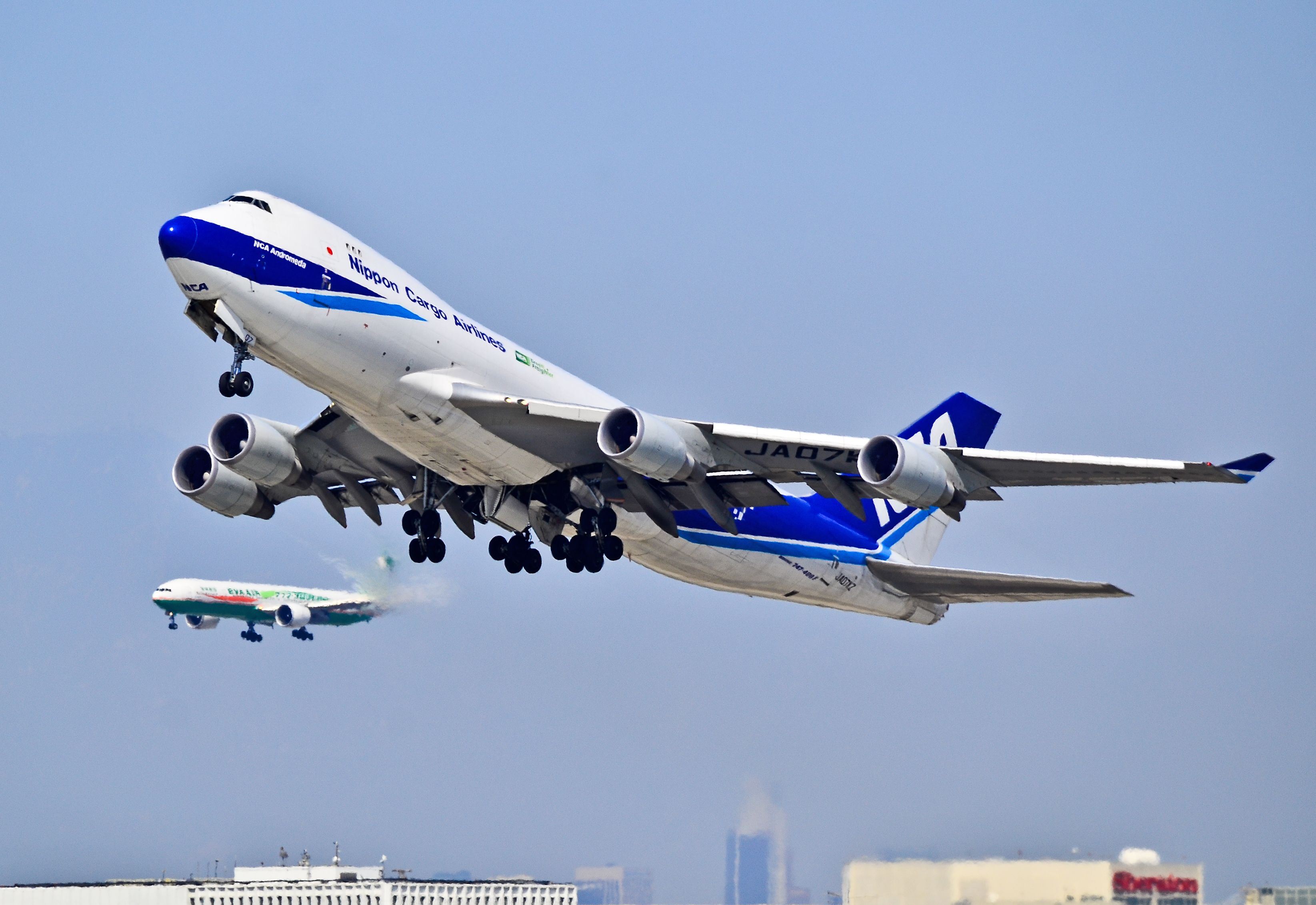 Boeing 747-400 (JA07KZ) - JA07KZ Nippon Cargo Airlines - NCA Boeing 747-4KZF/SCD (cn 36134/1405) "NCA Andromeda"  Los Angeles International Airport (IATA: LAX, ICAO: KLAX, FAA LID: LAX) TDelCoro April 9, 2012