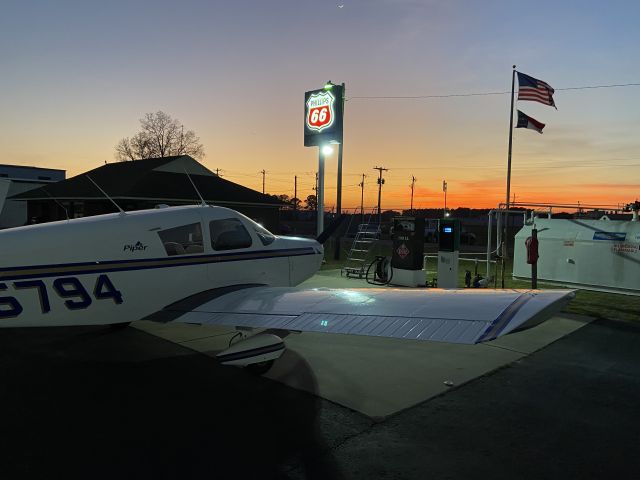 Piper Cherokee (N65794) - Stopping in for for fuel after a long day of flying.br /Mt. Olive, NC (lowest prices around)