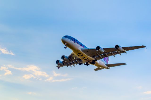 Airbus A380-800 (A7-API) - Qatar A380-800 from Doha coming in to land on RWY-16 at YMEL