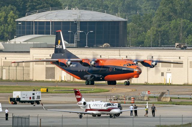 Antonov An-12 (UR-CEZ) - The giant has awakened. CVK7011, an Antonov AN12B, taxiing out for departure this morning, 6 Aug 2024, after a 2-week stay here in Cleveland.