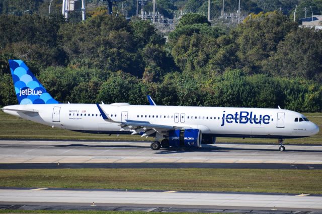 Airbus A321neo (N2017J) - "Cremè Blûelée " arriving into Tampa International (TPA) from John F. Kennedy International (JFK) as JBU225br /br /• Delivered to JetBlue - November 2019br /• Configured with 200 Economy seats