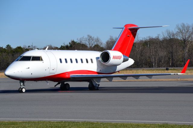 Canadair Challenger (N688SF) - BANK OF UTAH TRUSTEE at KJQF. Looks like this was previously owned by Resorts World called Resorts World Super Flights. - 1/11/19