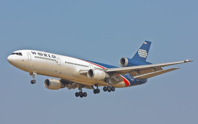 McDonnell Douglas DC-10 (N138WA) - World Airways flight 8555, Military Charter from Leipzig/Halle on final for runway 33L, May I be the first to say, “Welcome Home Troops!”