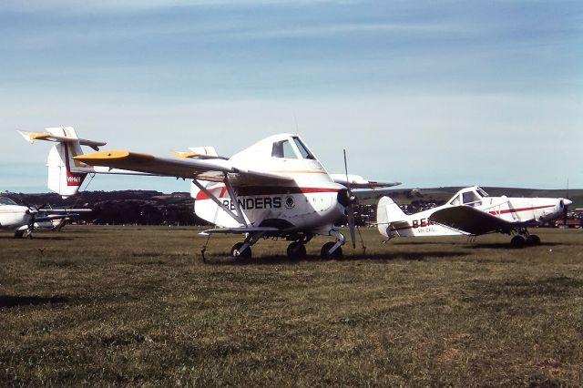 VH-IVH — - BENDERS - TRANSAVIA PL-12 AIRTRUCK - REG : VH-IVH - VH-CKL (CN - PARAFIELD ADELAIDE SA. AUSTRALIA - YPPF (13/8/1983)35MM SLIDE CONVERSION USING A LIGHTBOX AND A NIKON L810 DIGITAL CAMERA IN THE MACRO MODE