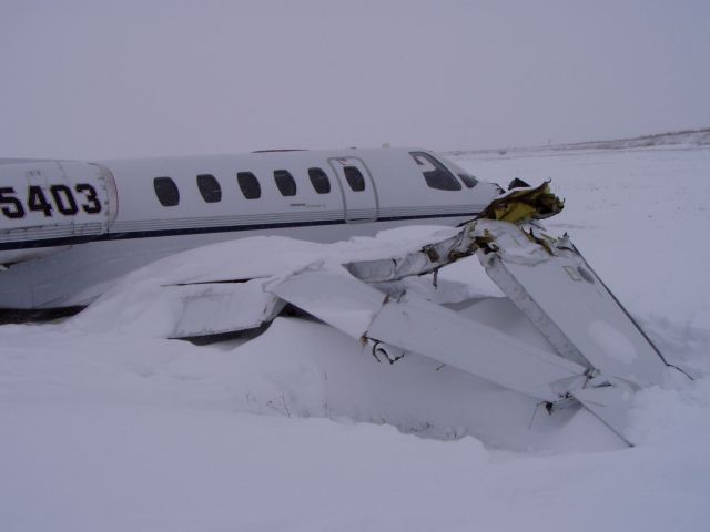 Cessna 551 Citation 2SP (N35403) - Rough landing at  KANW full of ice