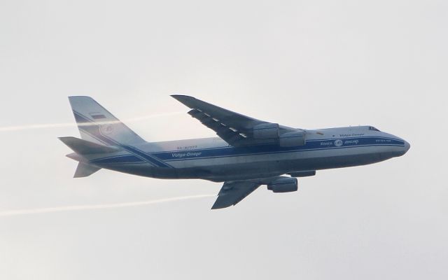 Antonov An-124 Ruslan (RA-82077) - volga-dneper an-124-100 ra-82077 dep shannon for the nasa shuttle landing facility in titusville florida 17/5/18.