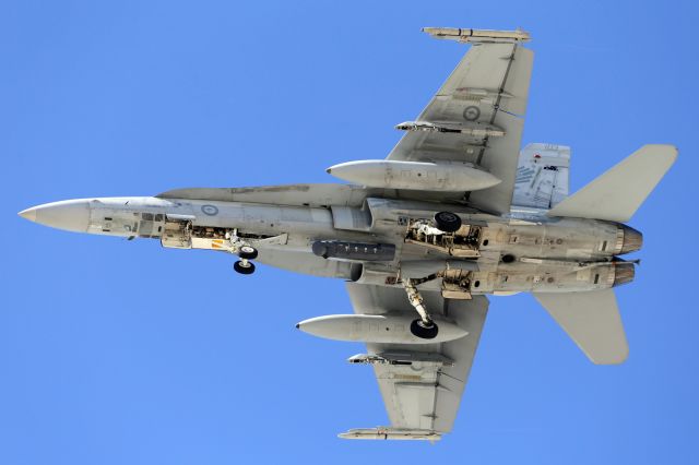 — — - RAAF McDonnel Douglas FA-18 Hornet on short finals.