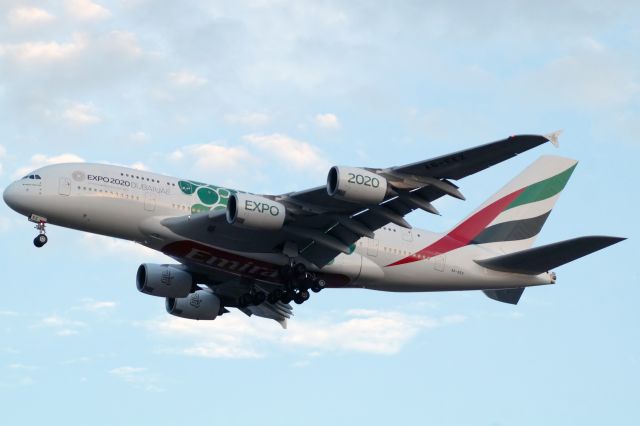 Airbus A380-800 (A6-EEZ) - Emirates A380 green Expo 2020 livery. (green color stands for sustainability) 