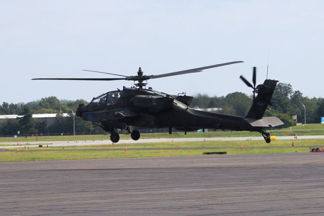 — — - An AH64 Apache lifting from the ramp at Carl T. Jones Field, Huntsville International Airport, AL - September 3, 2016. Shot with a Canon T5 using the 75mm-300mm lens while hanging out a pickup truck window at the edge of the ramp.