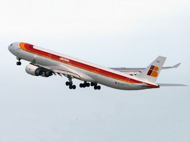 EC-LFS — - An Airbus A340-600 of the Spanish Airlines Iberria taking off. Serial number: 1122.