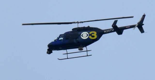 Bell JetRanger (N20TV) - Making a low pass is this 1994 Bell JetRanger 206-L4 Rotorcraft in the Winter of 2020. This aircraft is the local CBS affilate news helicopter.