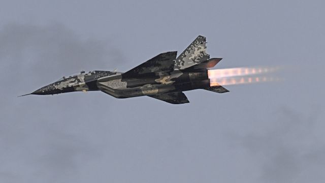 MIKOYAN MiG-33 (N29UB) - Performing a Demo Flight during the Saturday night Airshow at AirVenture 2023.