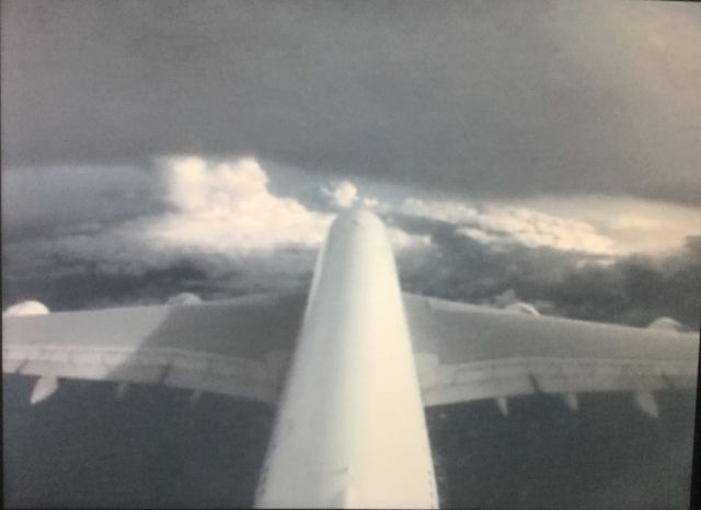 Airbus A380-800 — - abeam NJamena, Tchad, routing Charles De Gaulle to OR Tambo, Johannesburg - as seen from tail camera on onboard screen