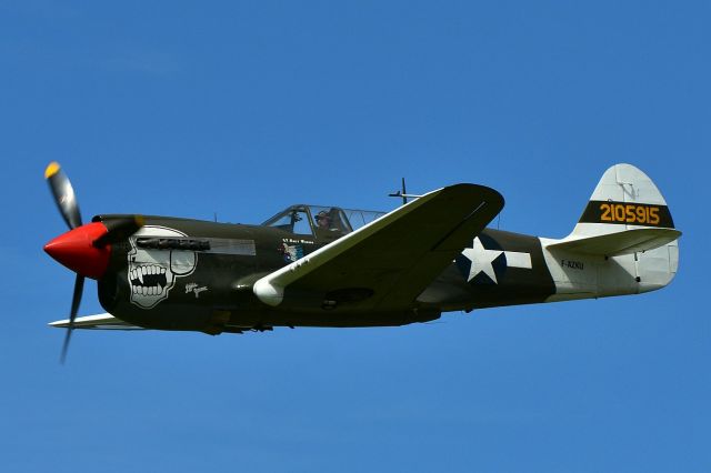 CURTISS Warhawk (F-AZKU) - P-40N-5-CU Warhawk,  Serial #: 42-105915 Delivered to U.S. Army Air Corp as 42-105915, Ownergroup:  Amicale Jean Baptiste Salis, near Paris France. Here seen at the Meeting "RIO 2.3" in Ecuvillens (Switzerland) 2018-06-23