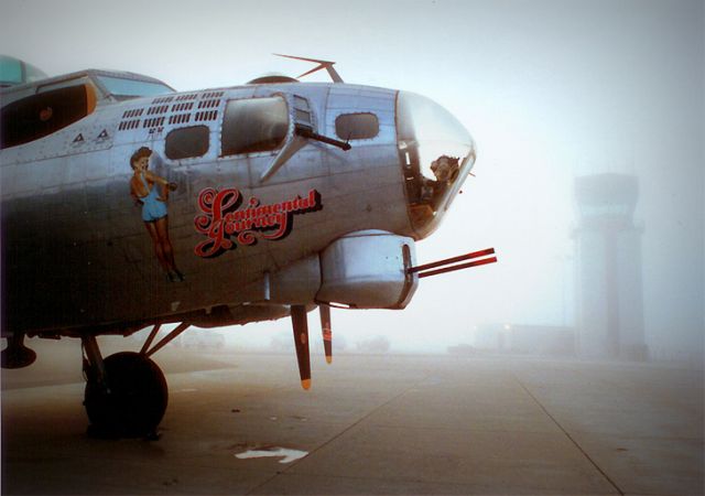 Boeing B-17 Flying Fortress (N483514) - Sliver lady in the fog at San Luis Obispo, CA