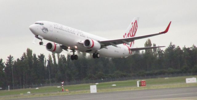 Boeing 737-800 (VH-YIV) - This Virgin Australia 737-800 has just taken off at Christchurch Intl Airport.