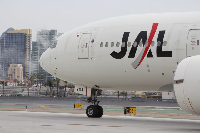 BOEING 777-300 — - Taken from the wing of the Mooney - JAL 777 waiting for their IFR release in SAN.