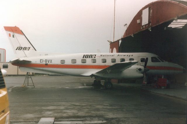 Embraer EMB-110 Bandeirante (EI-BVX) - Seen here in Jul-92.br /br /With Iona National Airways from Jun-88 to Aug-95 when it became DQ-AFO for Northern Air.