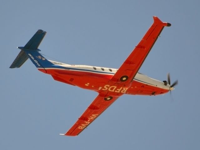 Pilatus PC-12 (VH-FVB) - Royal Flying Doctor Service Pilatus getting airborne off runway 23 nd on its way to serve the people of the outback. Wednesday 4th January 2012.