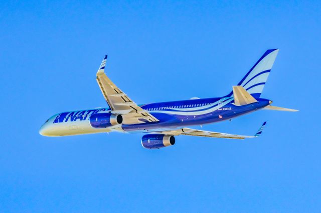 Boeing 757-200 (N963CA) - A National Airlines 757-200 taking off from PHX on 2/9/23 during the Super Bowl rush. Taken with a Canon R7 and Tamron 70-200 G2 lens.