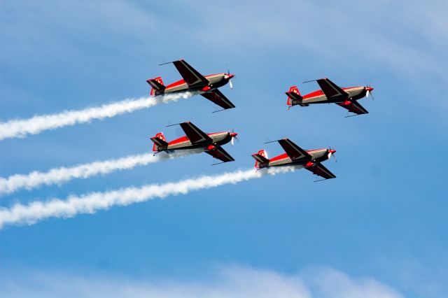 — — - The Royal Jordanian acrobatic display team at Bray Air Display