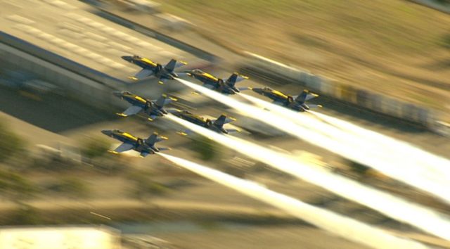 — — - Blue Angel flight over San Francisco