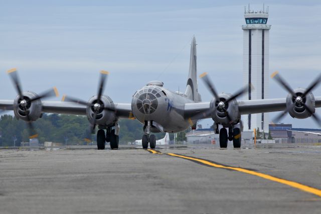 — — - B-29 Taxiing onto Kilo 7, Paine Field, Everett, WA.  Canon 5D MkII w/300mm lens.