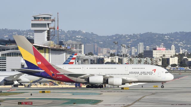 Airbus A380-800 (HL7641) - Taxiing to gate at LAX