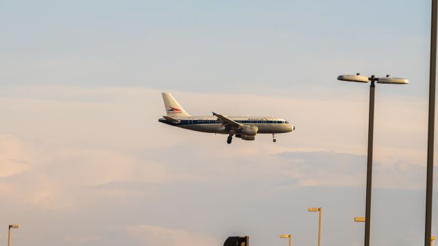 Airbus A319 (N745VJ) - American Airlines A319 in Allegheny Airlines retro livery landing at PHX on 7/15/22. Taken with a Canon 850D and Rokinon 135mm f/2 lens.