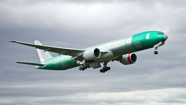 BOEING 777-300 (B-2047) - BOE169 makes a missed approach to Rwy 16R during its maiden flight on 4/8/14. (LN:1196 / cn 60374).