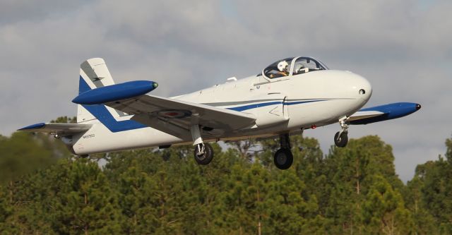 HUNTING PERCIVAL P-84 Jet Provost (N57553) - A 1961 model BAC Jet Provost P.84 T3A departing H. L. Sonny Callahan Airport, Fairhope, AL, during the 2022 Classic Jet Aircraft Association's Jet Blast - March 5, 2022.