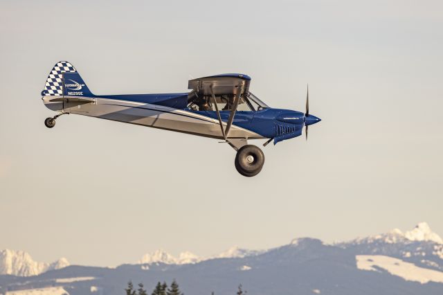 N629SE — - Cabon Cub Kit plane with some fat beach/snow tires heading into Paine Field Everett