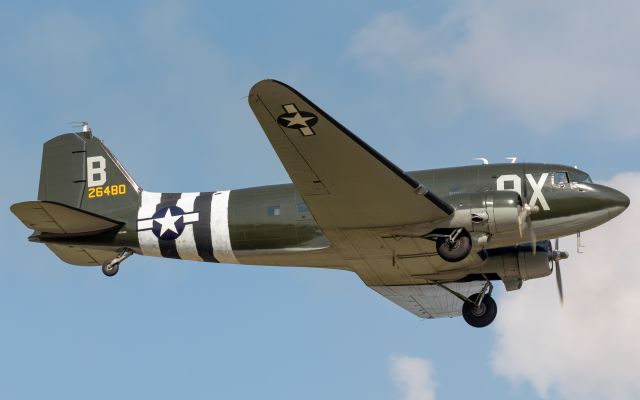 Douglas DC-3 (N534BE) - The Duchess of Dakota takes flight during EAA Airventure 2019. 