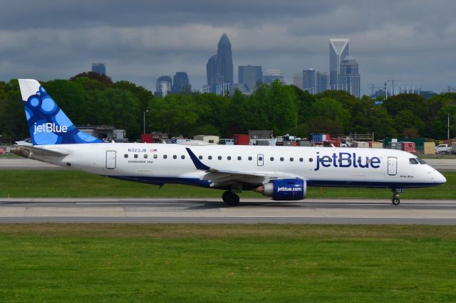 Embraer ERJ-190 (N323JB) - Takeoff roll runway 18C at KCLT - 4/13/19