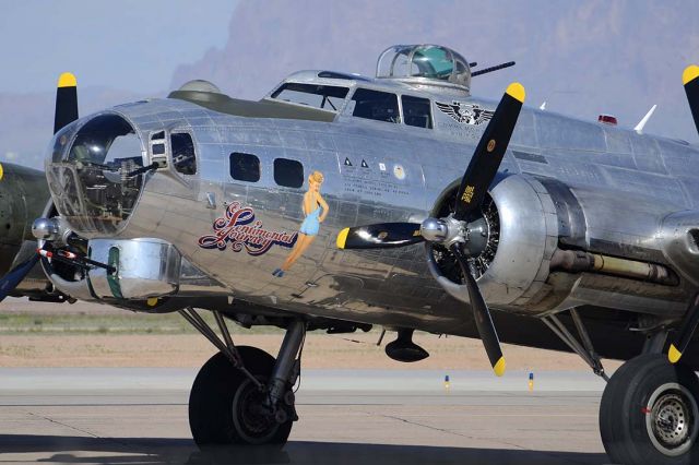 Boeing B-17 Flying Fortress (N9323Z) - Boeing B-17G Flying Fortress N9323Z Sentimental Journey carries its original Army Air Force serial number, 44-83514. Its construction number is 32155. It was retired from the Air Force at Davis-Monthan Air Force Base on January 27,1959. Acme Aircraft Parts of Compton, California registered it as N9323Z on July 31, 1959. Western Air Industries of Anderson, California acquired it in November 1960 and converted it to a fire tanker. It flew as tanker #E17. Aero Union Corp of Chico, California bought it on June 6, 1962 and flew it first as tanker #C17 and then as tanker #17. It was restored to stock military configuration as USAAF 44-83514 Class of 44 in 1977 by the Confederate Air Force. Soon after it was renamed Sentimental Journey. It is currently registered to the American Airpower Heritage Flying Museum of Midland, Texas. It is operated by the Arizona Wing of the Commemorative Air Force.