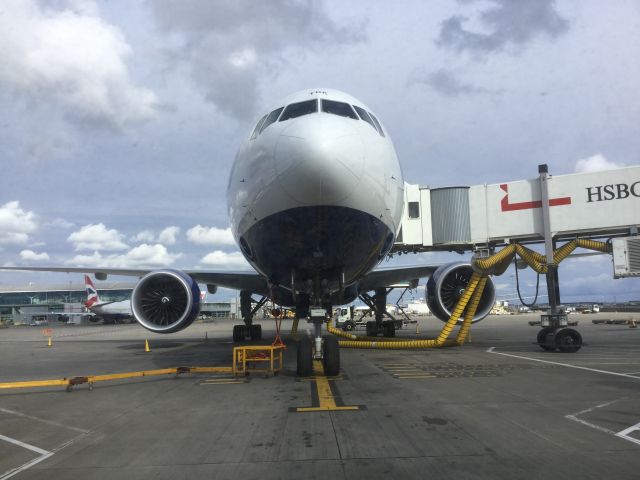 Boeing 777-200 — - as seen from BA lounge situated at apron level - flight  to Fort de France TFFF